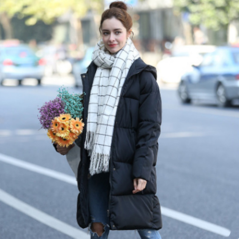 Mid-length Cotton Hooded Down Loose Padded Bread Coat Quilted Jacket