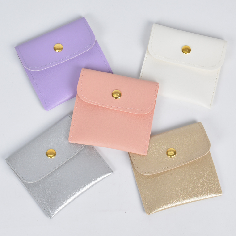 New Leather PU Button Bag Flip Jewelry Storage