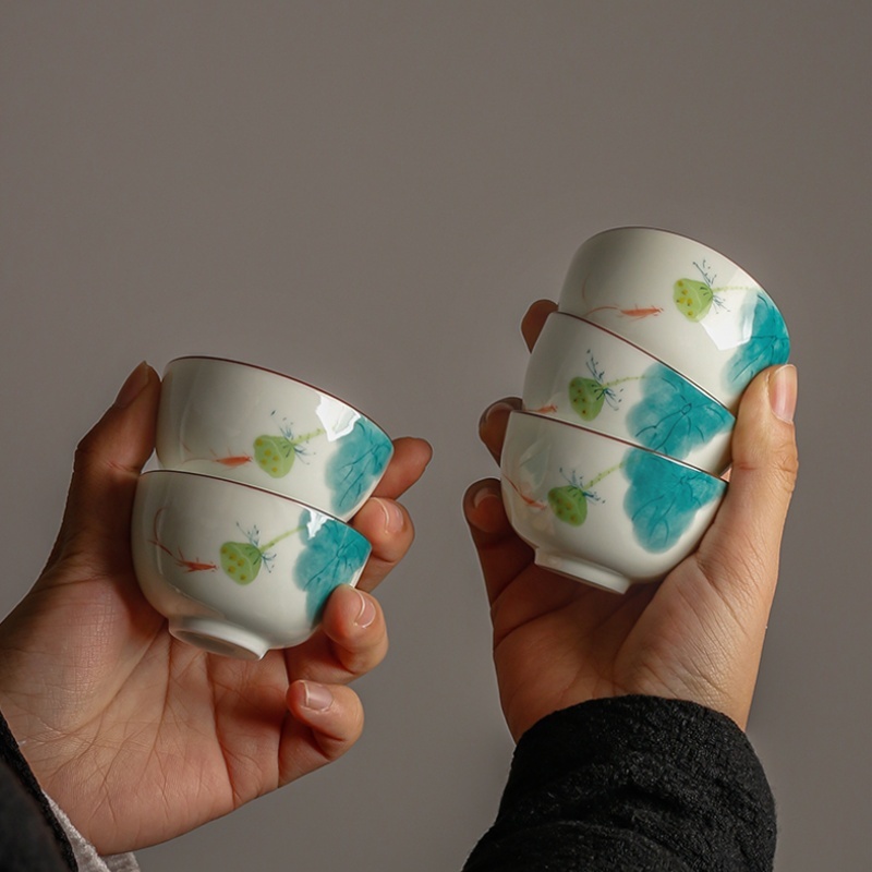Pure Hand Drawing Lotus Underglaze Master Cup Household