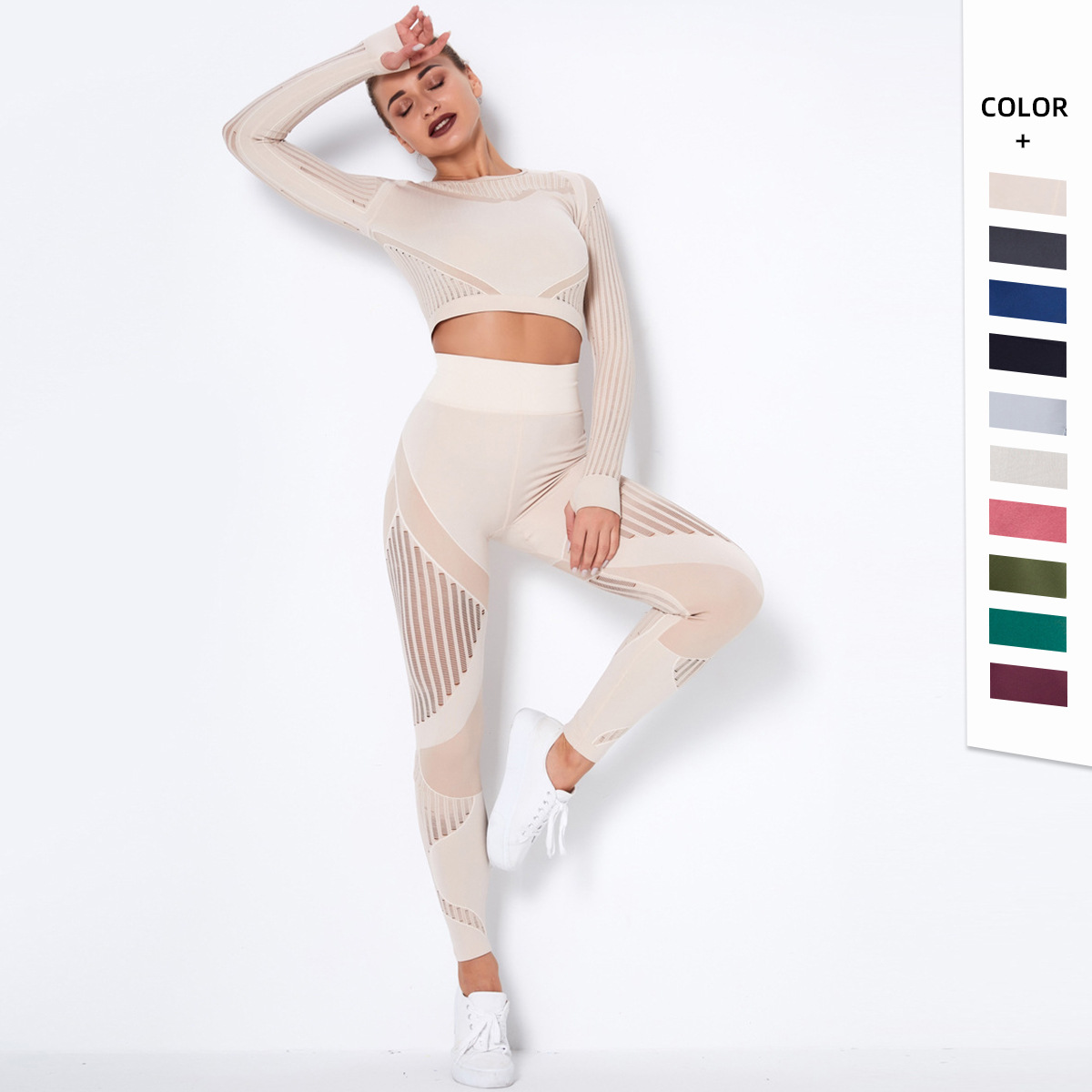 Seamless Knitted Absorbent Yoga Long-sleeved Suit Wearsuit