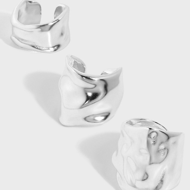 Minimalist All-match Irregular Concave-convex Sterling Silver Ear Clip