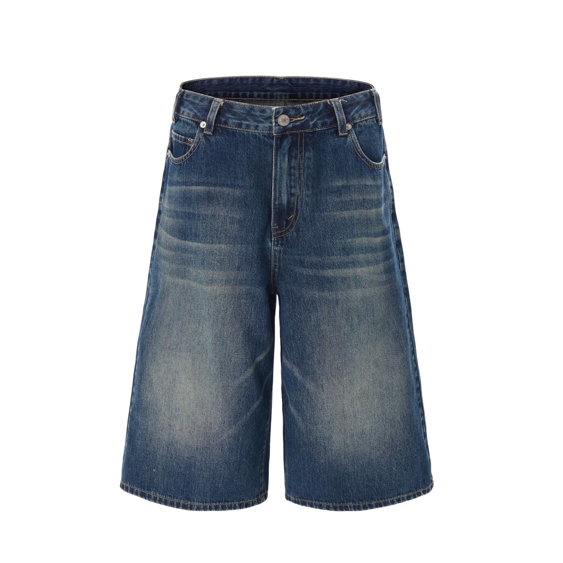 Women's American-style High Street Fashionable Washed Wide-leg Jeans