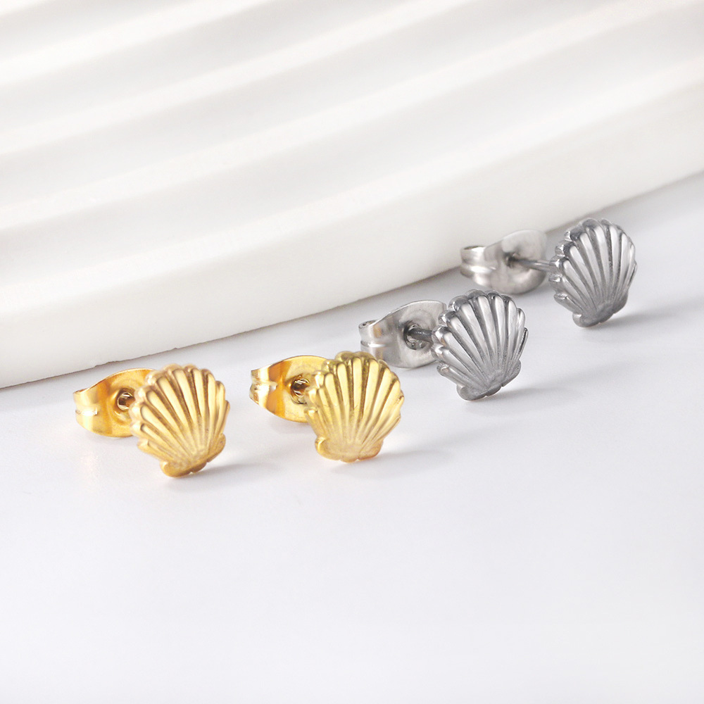 European And American New Ins Shell Stud Earrings Simple Fashion