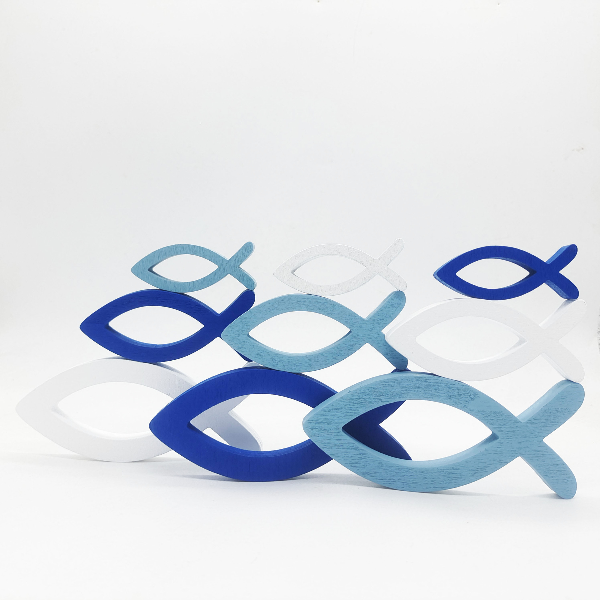 Marine Wooden Colorful Wood Carved Fish Crafts Ornaments
