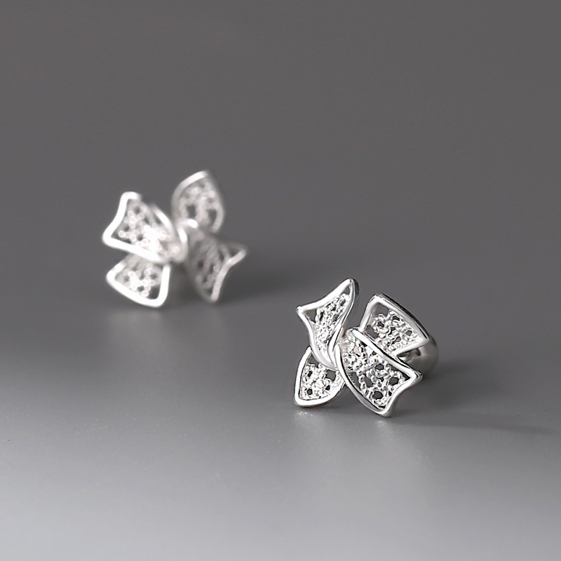 Bow Otica Ear-caring Sweet Fresh Screw Hollow Filament Women's Stud