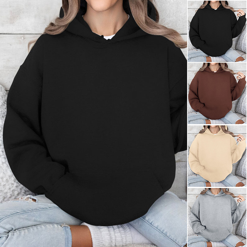 Loose Hooded Multi-color Sweater For Women