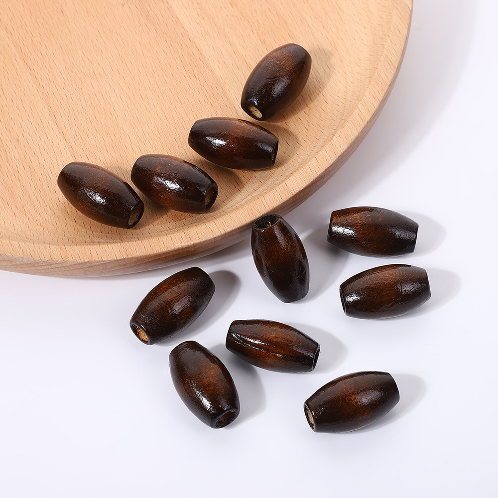 Oval Wooden Bead M-shaped Creative Dark Coffee Color