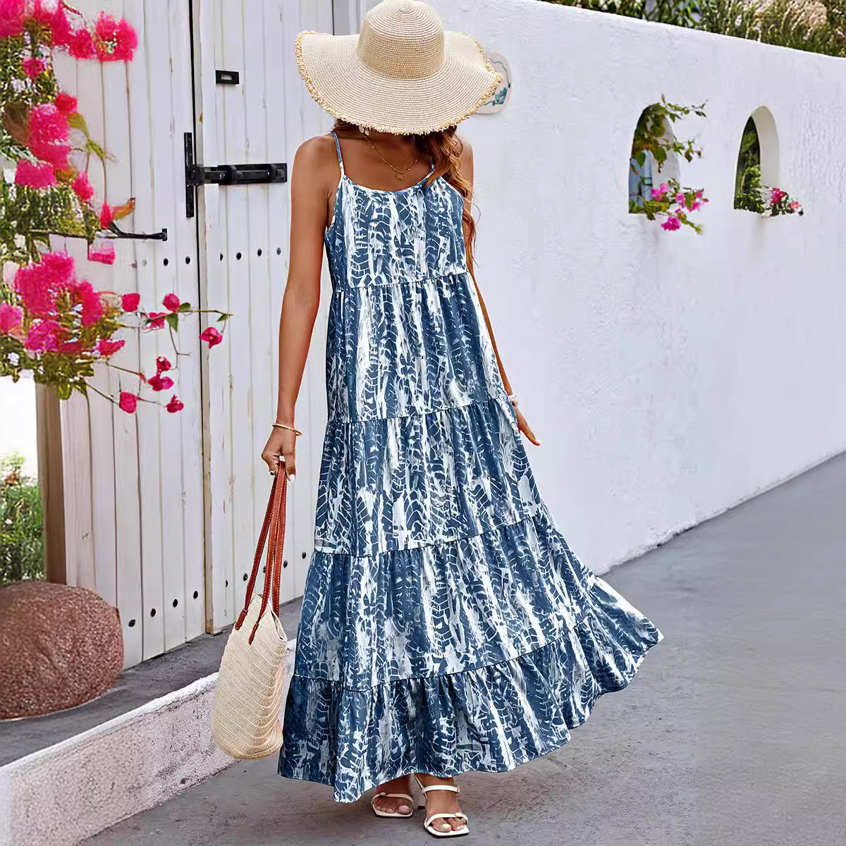 Strap Dress Stitching Tie-dye