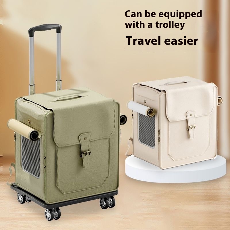 Portable Large Capacity Foldable Breathable Cat Bag Trolley Case