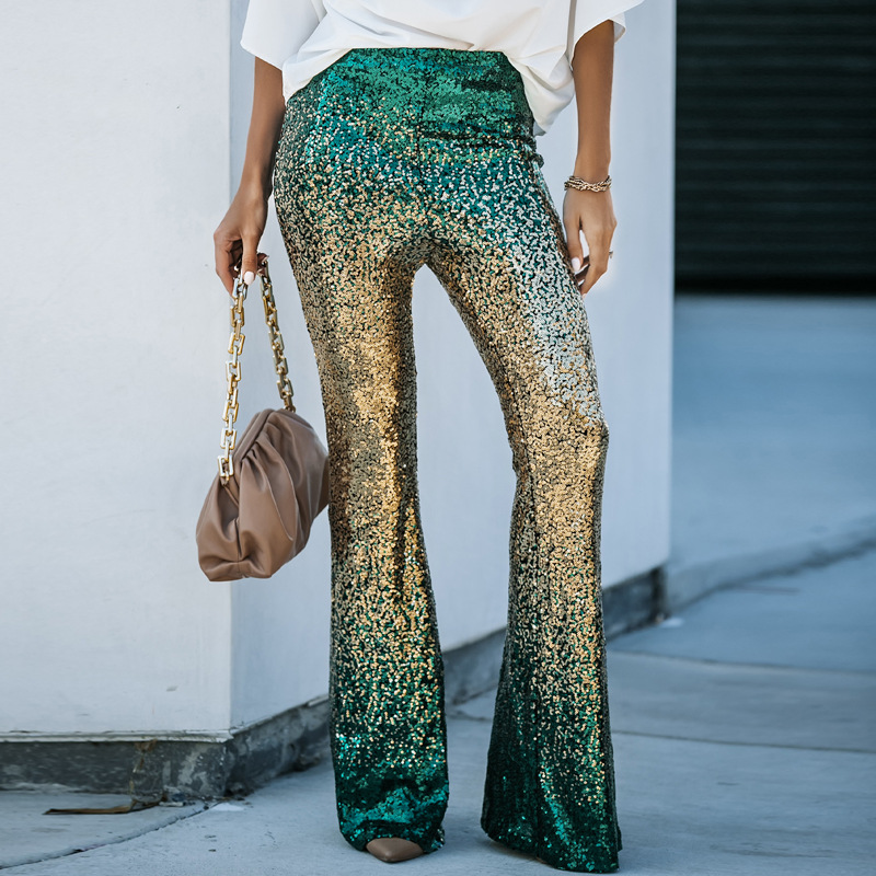 Gradient Color Wide Leg European And American High Waist Slim-fit