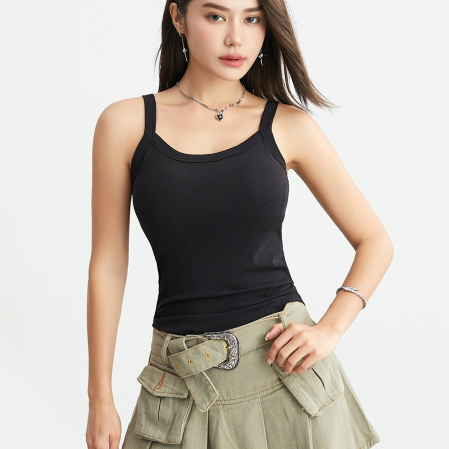Short Camisole Belly Button Hiding Chest Pad Integrated Slim-fit