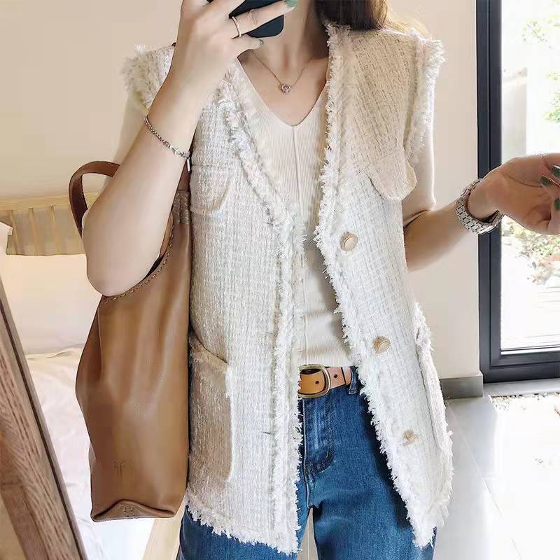 Autumn And Winter New Western Style All-matching Tweed Sleeveless