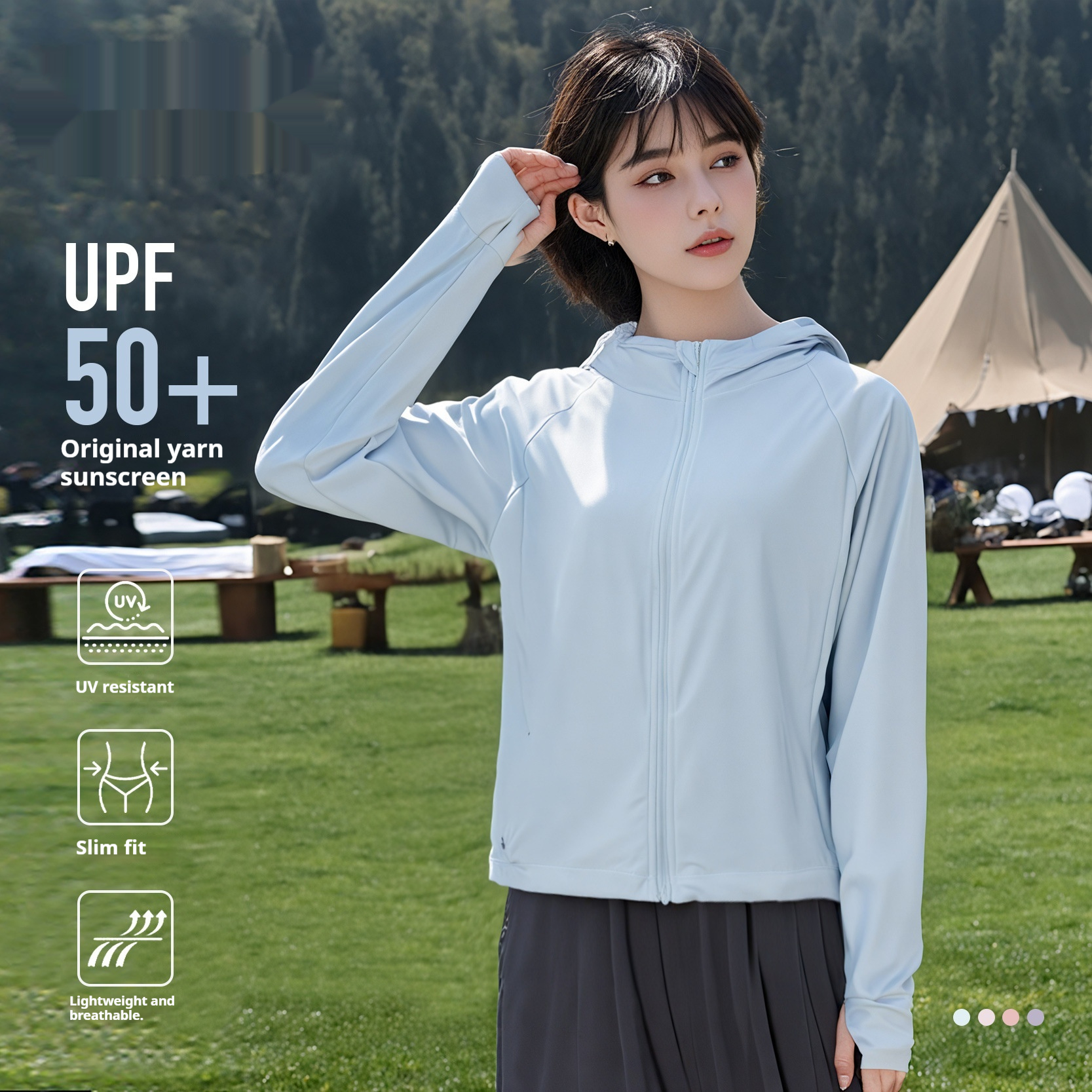 Lightweight UF50 Slimming And Short Sun Protection Clothing For Women