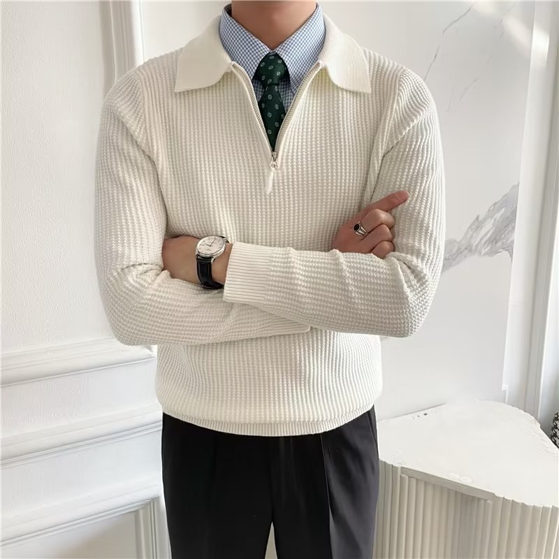 Men's All-match Solid Color Sweater Pullover