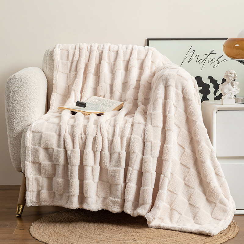 Thickened Sofa Cover Blanket Checkered Jacquard Nap Wool