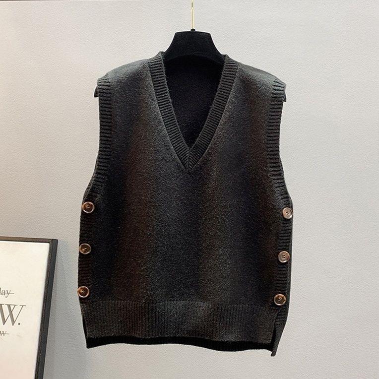 European And American Retro V-neck Knitted Vest Women's Spring Autumn