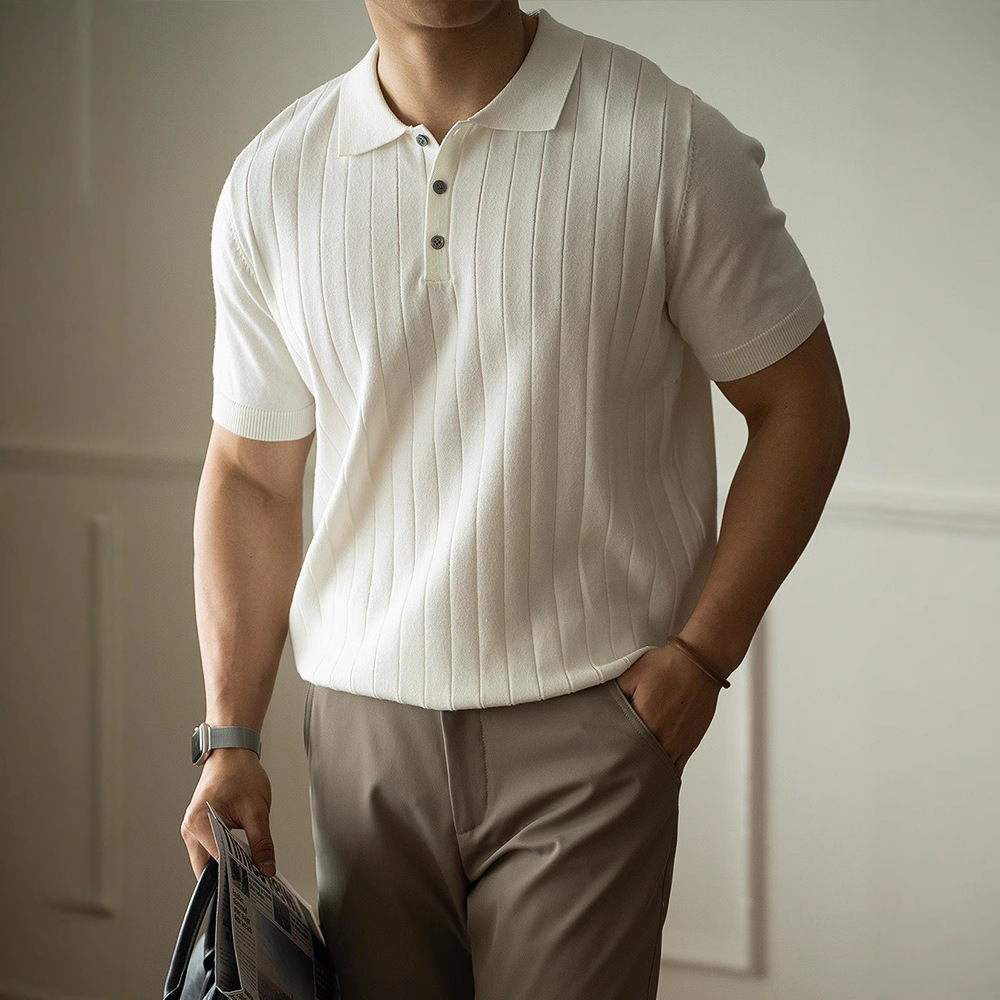 Light Luxury High-end Machine Washable Wool Short-sleeved Polo Shirt