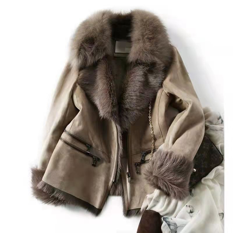 Women's Short Warm Thickened Jacket With Fur