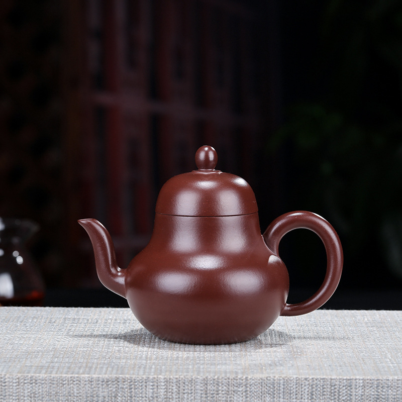 Yixing Purple Clay Teapot Siting Cinnabar Sand Handmade Direct Sales