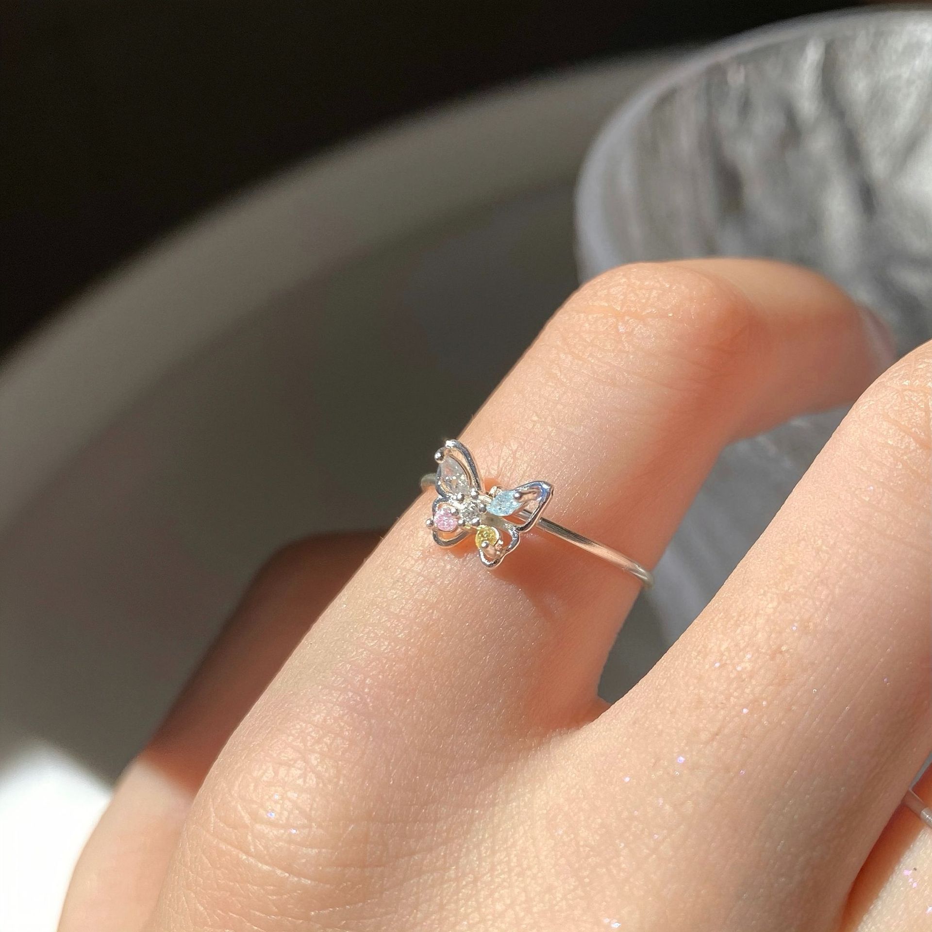 Women's Three Dimensional Butterfly Zircon Ring