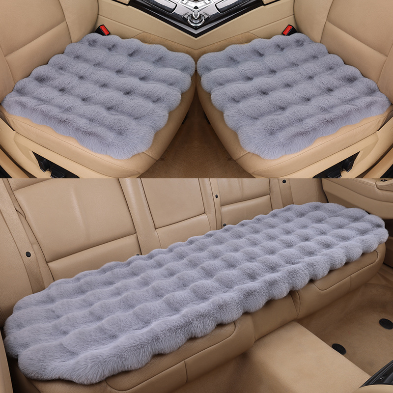 Car Cushion Winter Bubble Velvet Rabbit Plush Three-piece Set Without