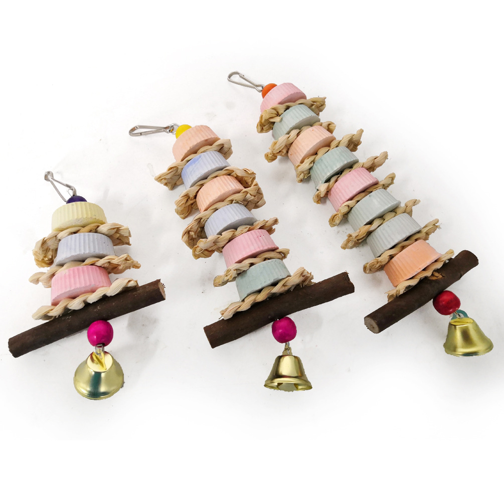Parrot Calcium Supplement Bite Grinding Stone String Straw Corn Husk Toy