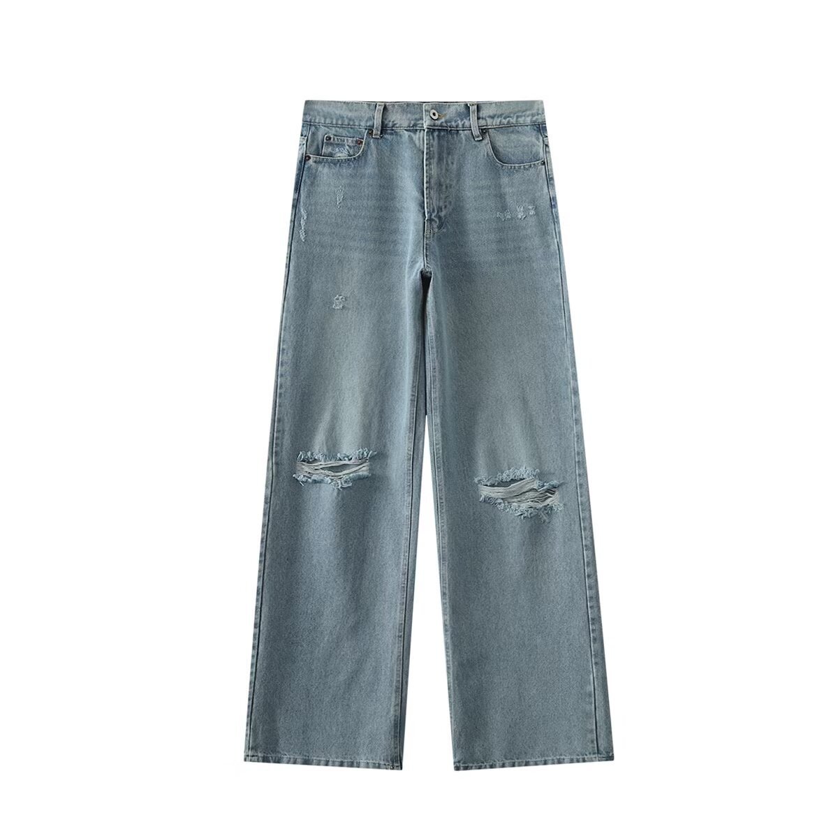 Summer New Women's Vintage Casual All-matching Ripped High Waist Loose