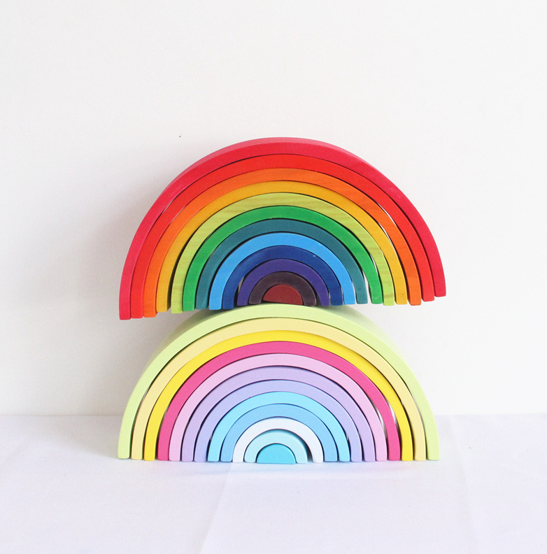 Jigsaw Puzzle Large 12-piece Arch Bridge Rainbow Building Blocks Early