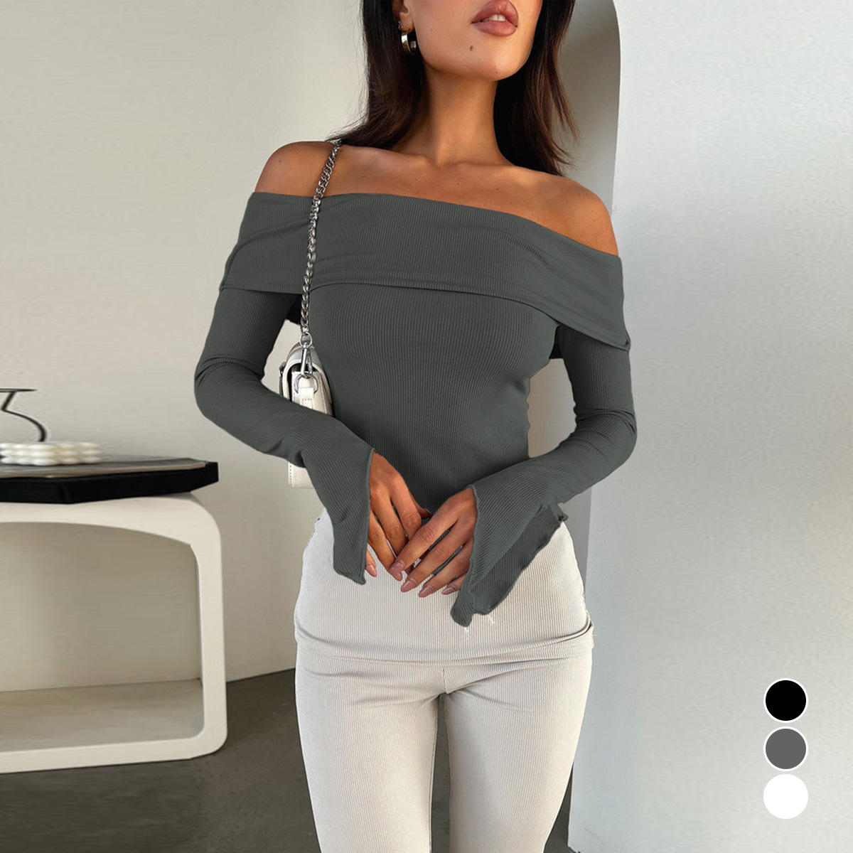 Selling Off-shoulder Long Sleeve Top