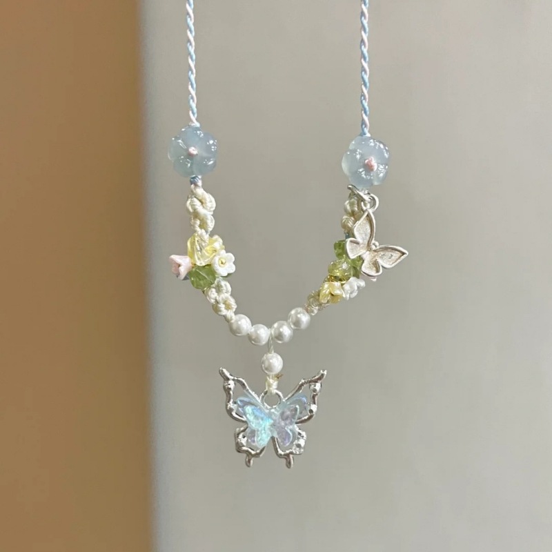 Women's Accessories Crystal Blue Small Butterfly Hand-knitted Rope