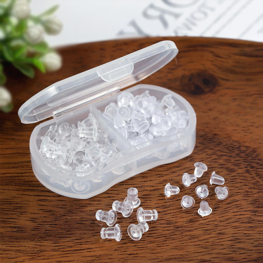 1 Box - 2 Types Of Transparent Soft Silicone Earrings Back Plug-in DIY