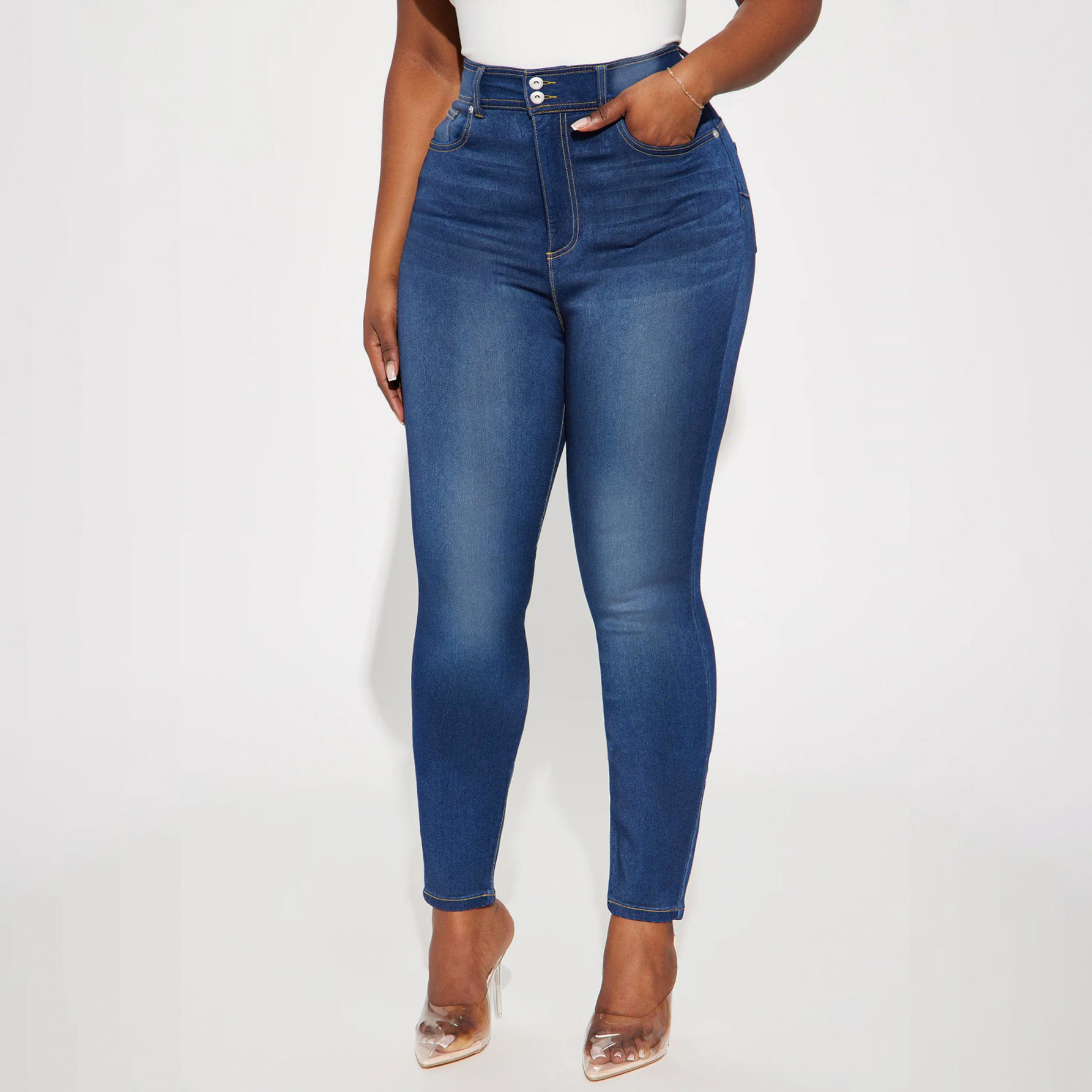 Dark Blue Fitted All-matching Casual Pencil Pants