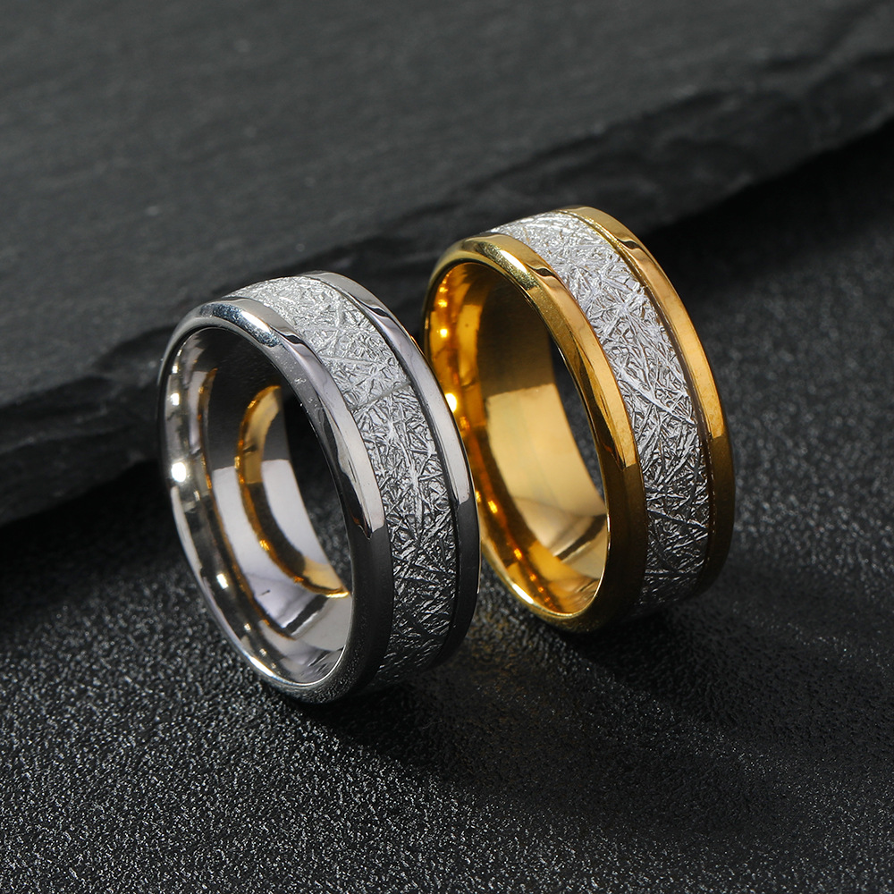 Stainless Steel Ornament Fog Pattern Ring Men's Fashion