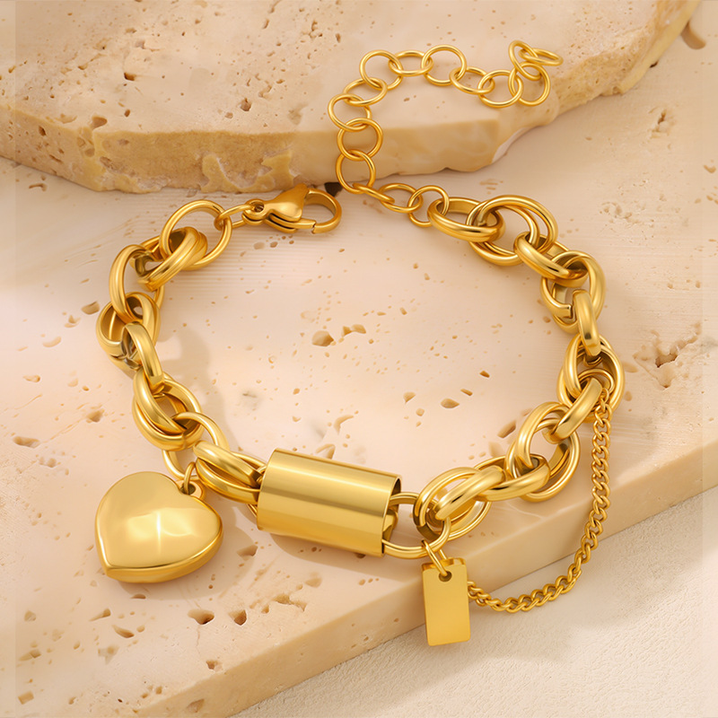 Versatile Titanium Bracelet With A Heart-shaped Pendant