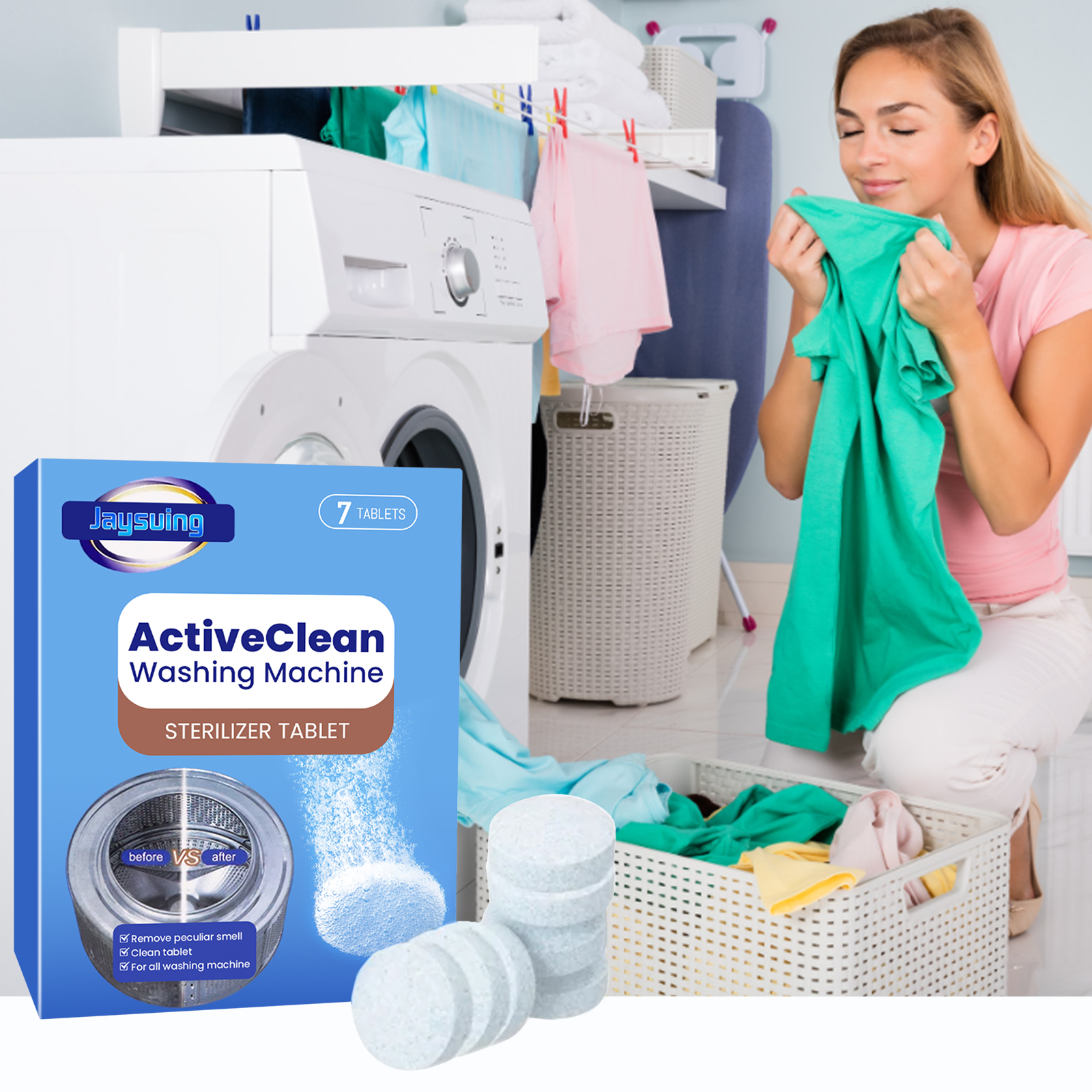 Jaysuing Washing Machine Cleaning Tablets Trough Automatic Roller Dirt &