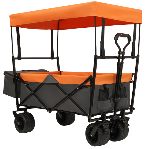 480lbs Collapsible Wagon With Canopy,wagon Stroller 7 All-terrain Wheels