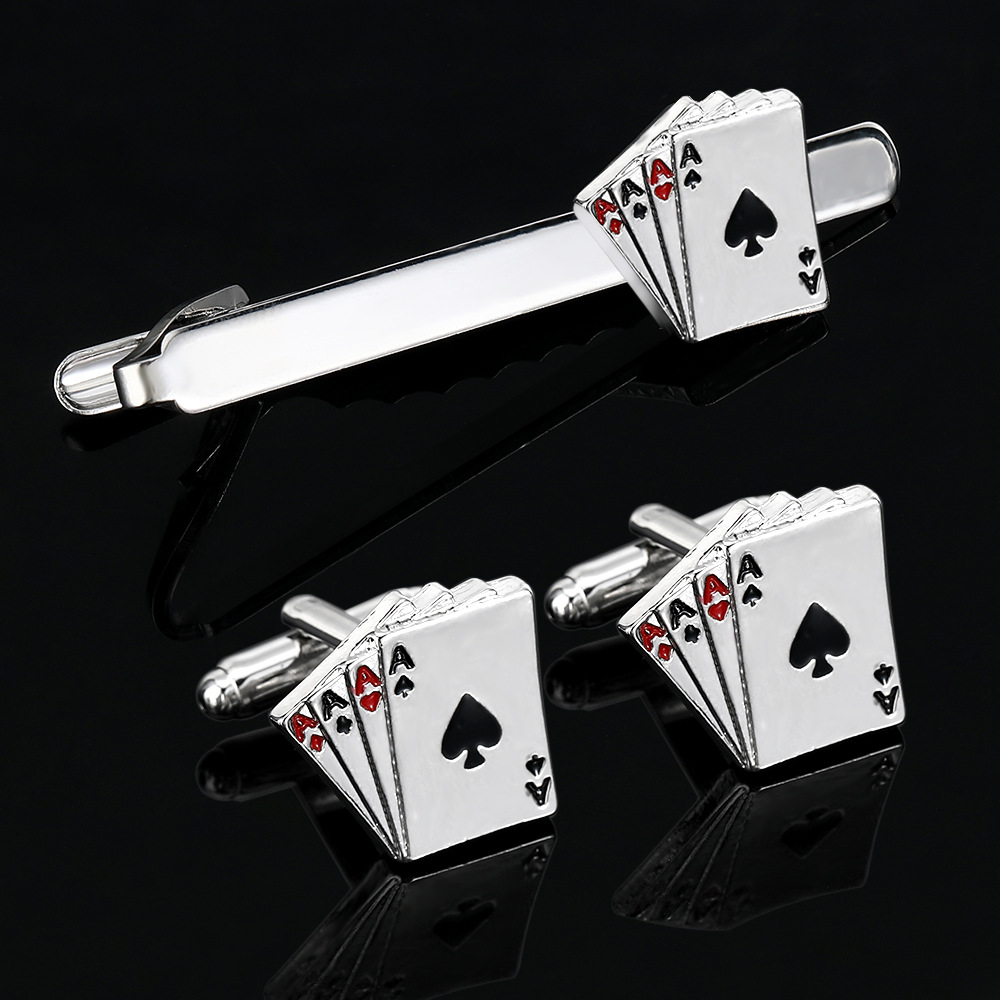 Poker Cufflinks Business Shirt Tie Clip