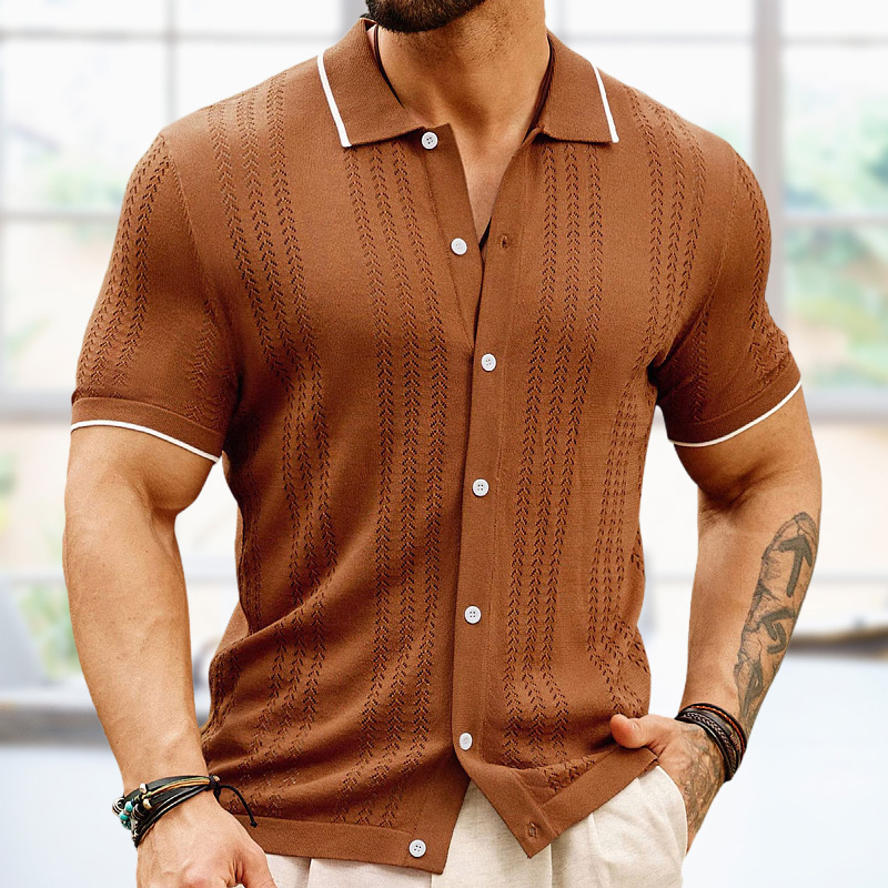 Short-sleeved Polo Shirt Summer Button Lapel Top Fashion Business Men's