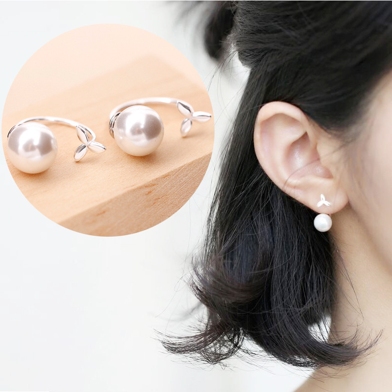 925 Sterling Silver Fashion Grass-shape Earstud