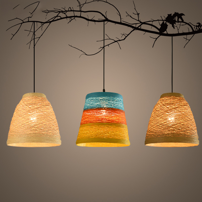 Ldyllic Creative Personality Coffee Shop Rattan Woven Ball Lamp Pot Farm