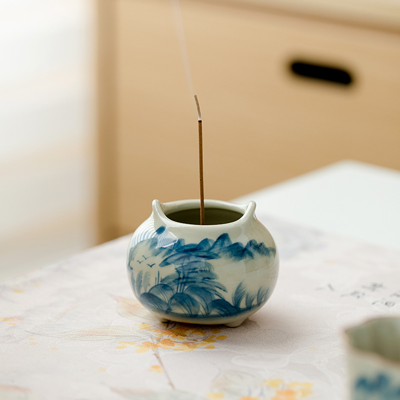 Chang Poju Ice Table Glaze Pure Hand Drawing Landscape Binaural Small