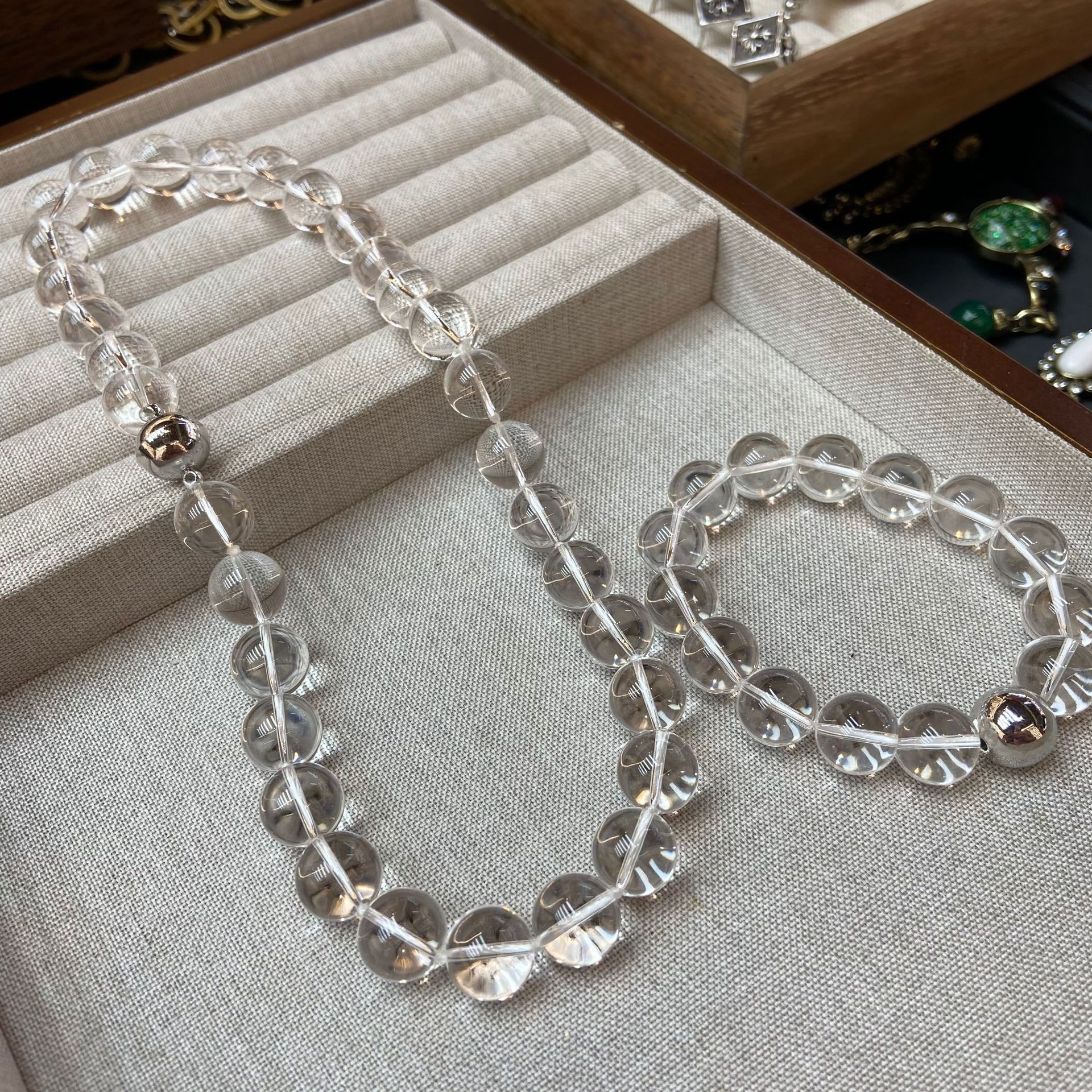 Transparent Beads White Crystal 12mm Necklace Bracelet