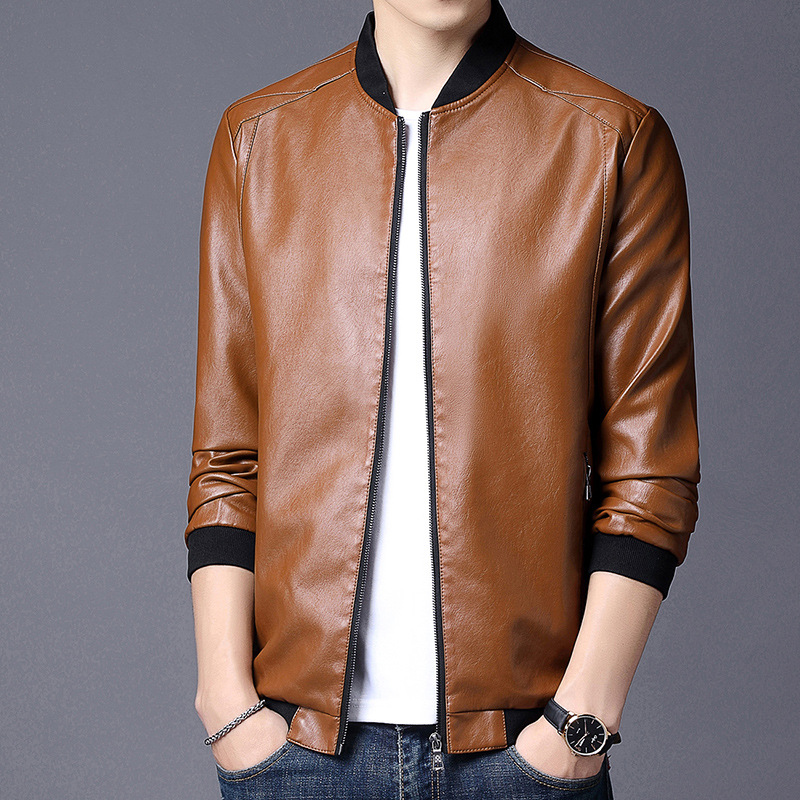 Slim-fit Handsome Youth Motorcycle Leather Jacket