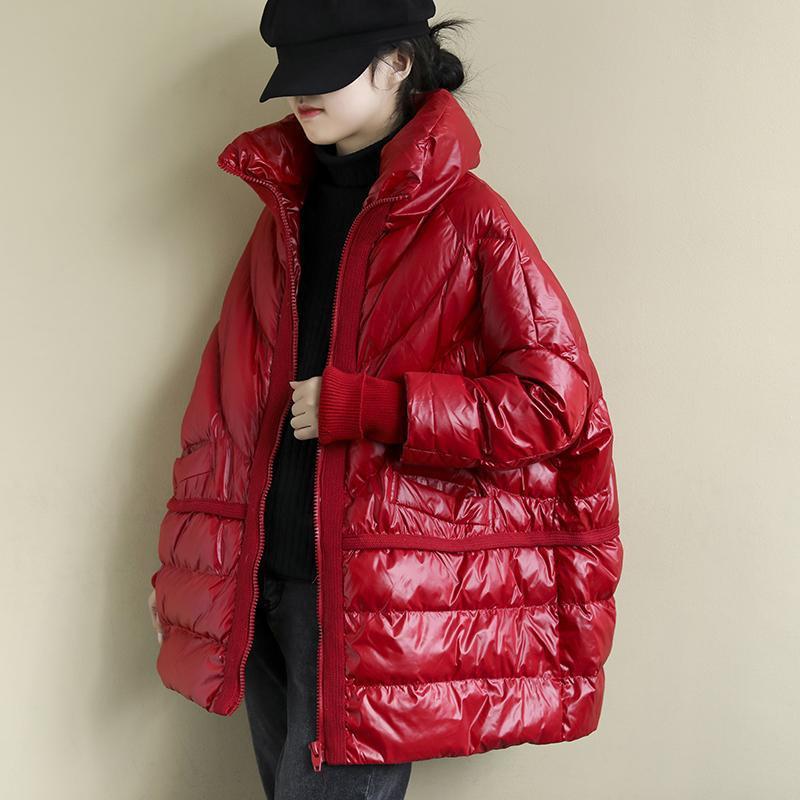 White Duck Down Artistic Stand-up Collar O-type Plus Size Women's Jacket