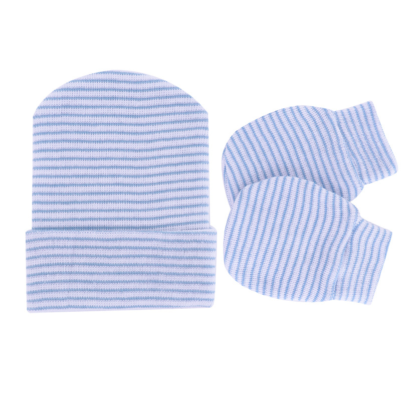 Knitted Yarn Newborn Hat Anti-scratch Gloves 2-piece Set