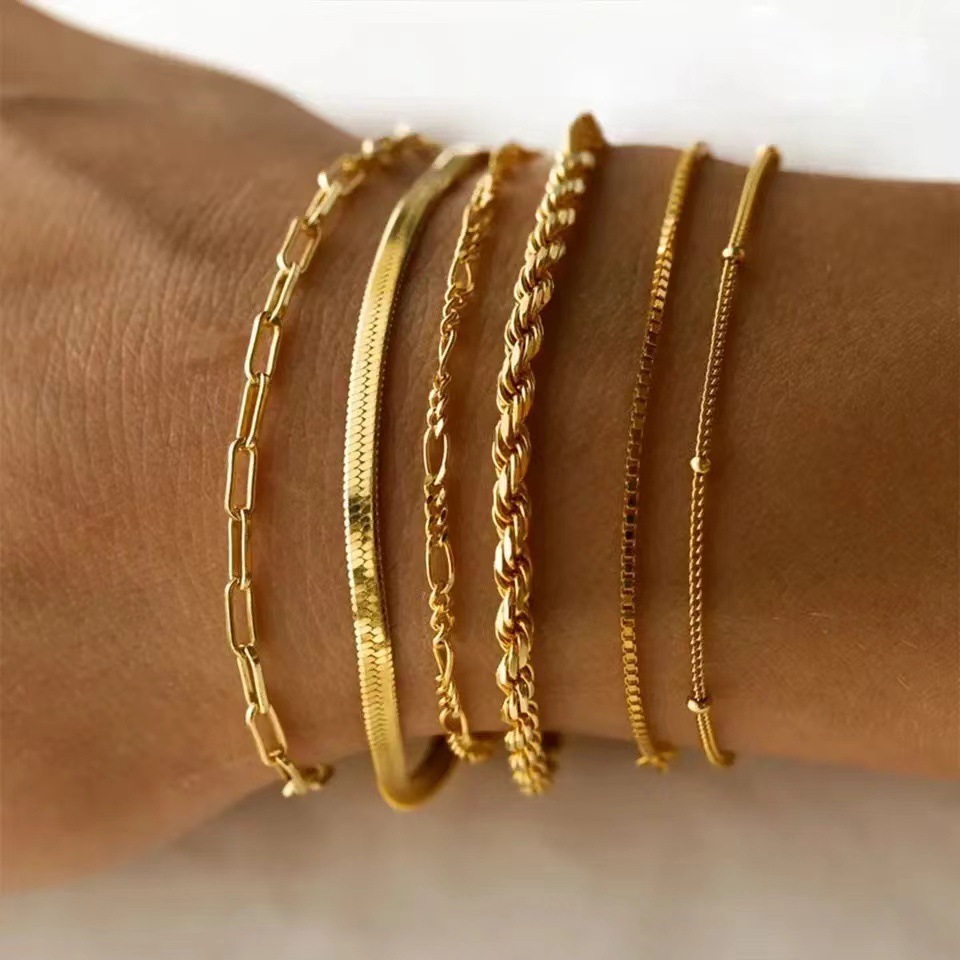 Stainless Steel 5-piece Set Simple Bracelet Does Not Fade