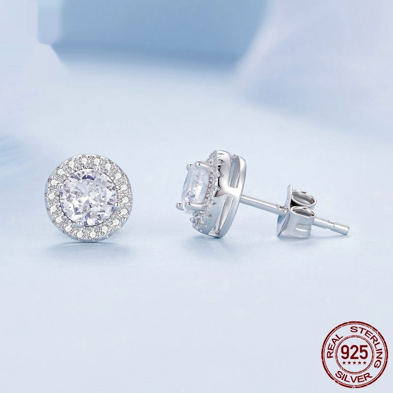 S925 Sterling Silver White Gold Plated Light Luxury All-match Stud