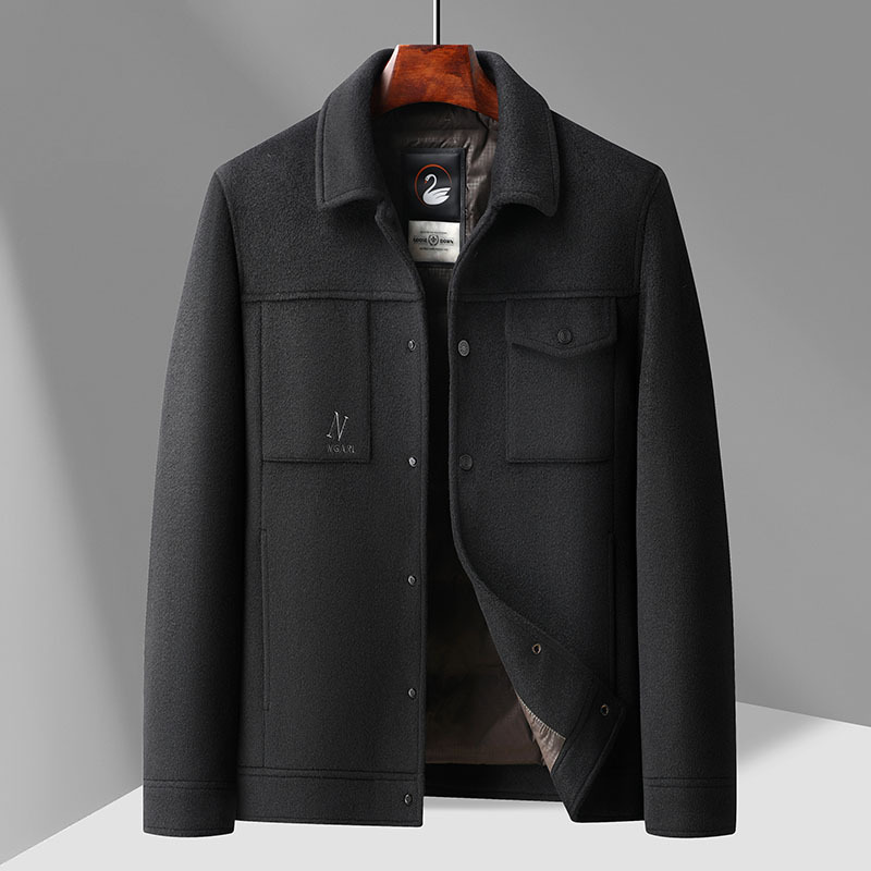 Autumn And Winter New Men's Lapel Detachable Down Feather Liner Wool