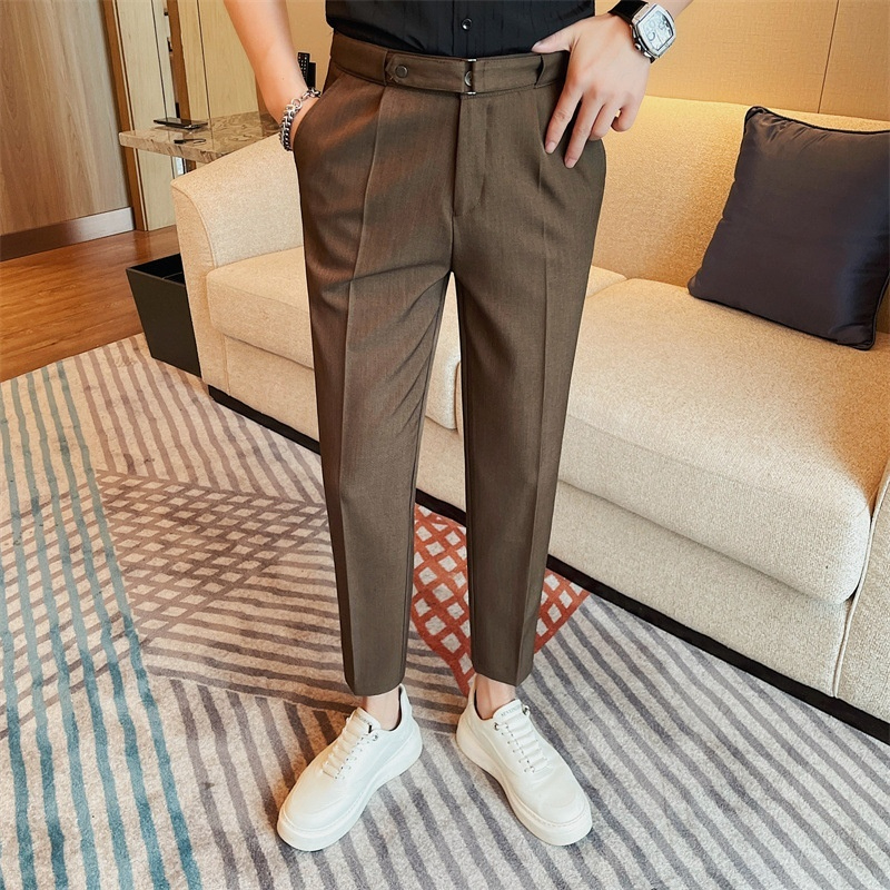 Men's Solid Color Casual Young Cropped Pants Business All-match Suit
