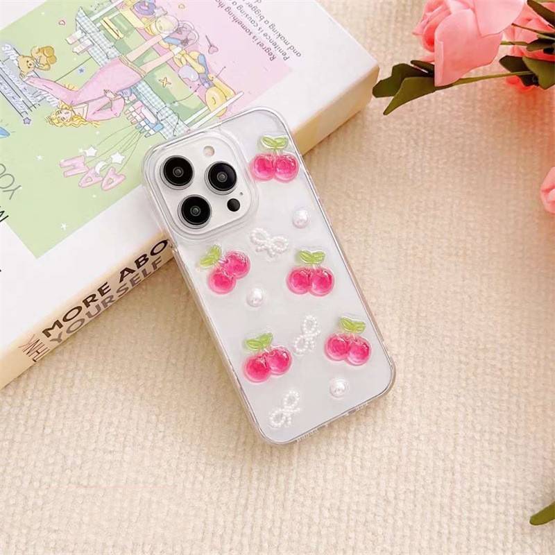 Epoxy Three-dimensional Cherry Bow Phone Case